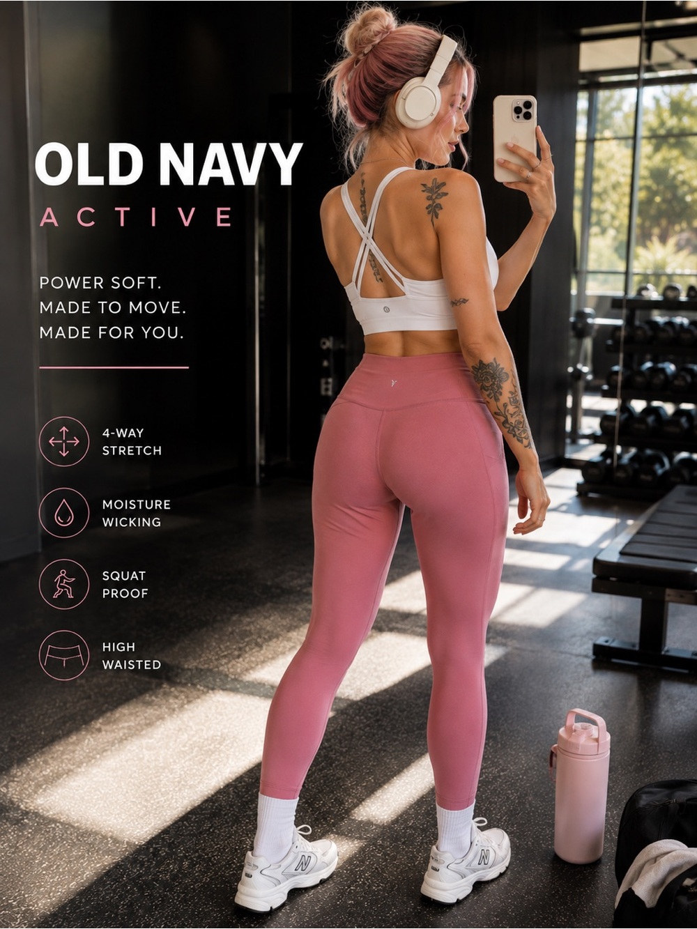 🔥 4/$20 Mix&Match 🔥 Old Navy | Active Powersoft High Rise Leggings | L | Pink Co